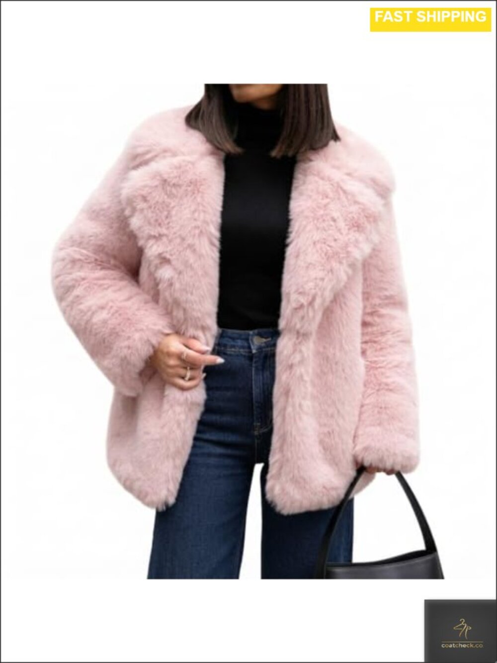 Womens Faux Fur Coat Fluffy Shaggy Warm Winter Jacket Oversized